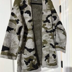 Anthropologie Open Knit Cardigan in Green and Gray SZ S